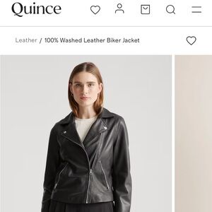 Quince Black Leather Moto Jacket - Women